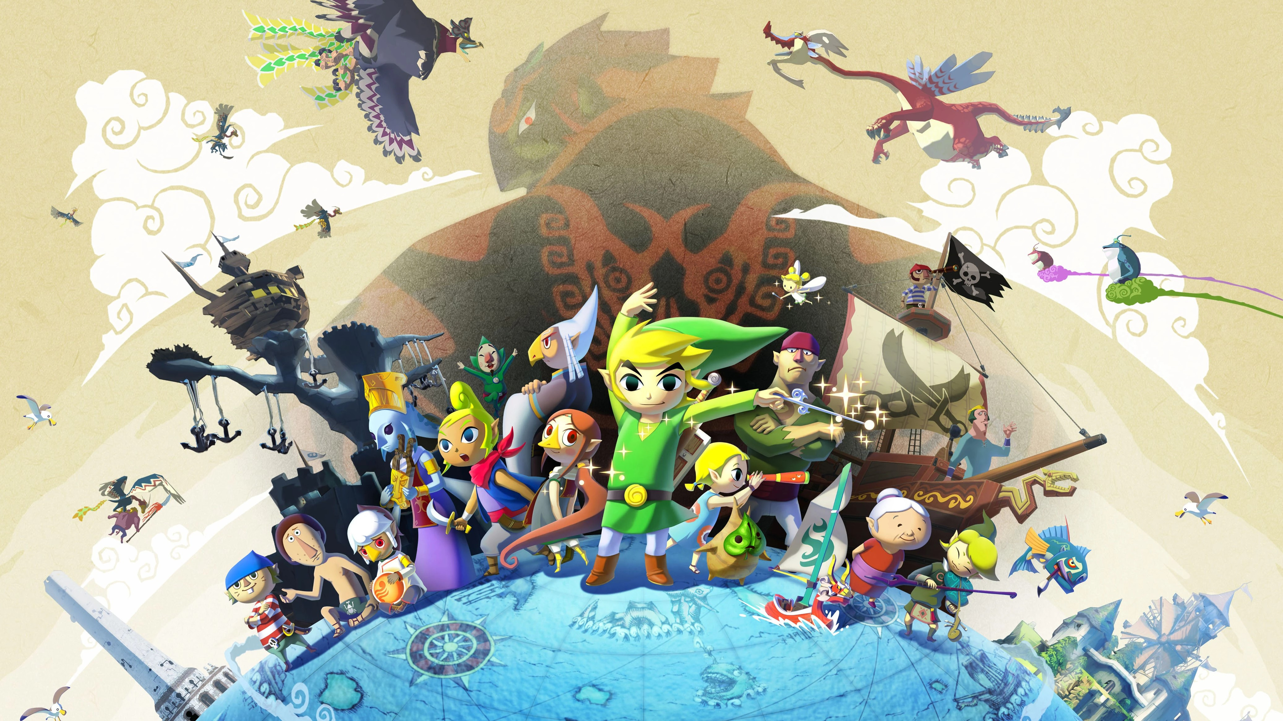 Link sailing on his boat in The Wind Waker