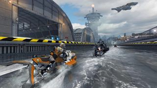 Riptide GP Renegade gameplay featuring futuristic water racing and stunt-based challenges