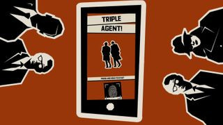 Triple Agent interface displaying game roles and objectives, emphasizing deception and social deduction among players