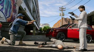 Jordi Chin pointing a gun during the game Watch Dogs 2