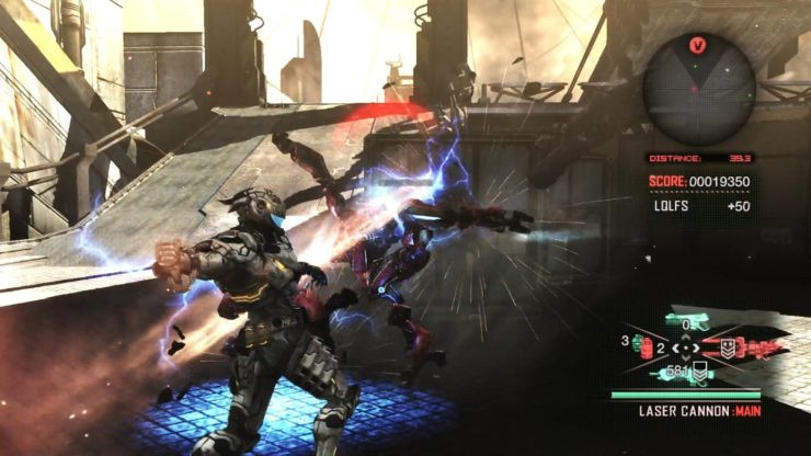 Close up of Sam Gideon's Augmented Reaction Suit in Vanquish