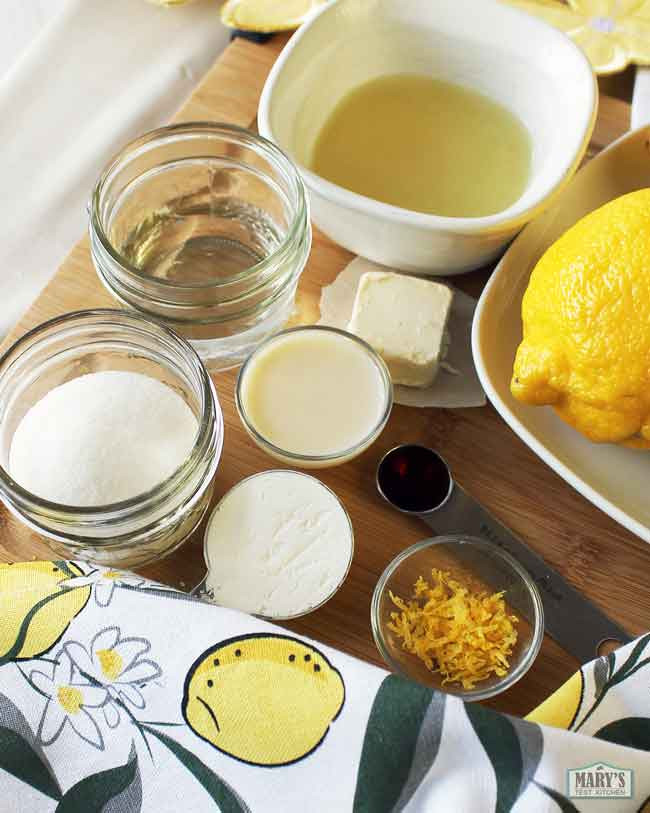 Vegan lemon curd ingredients