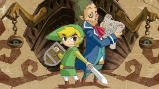Link and a man holding a map during one of the best DS games, The Legend Of Zelda: The Phantom Hourglass.
