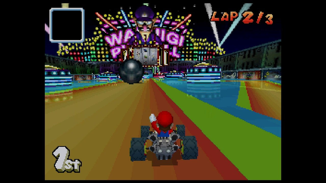 Mario racing on a track in Mario Kart DS