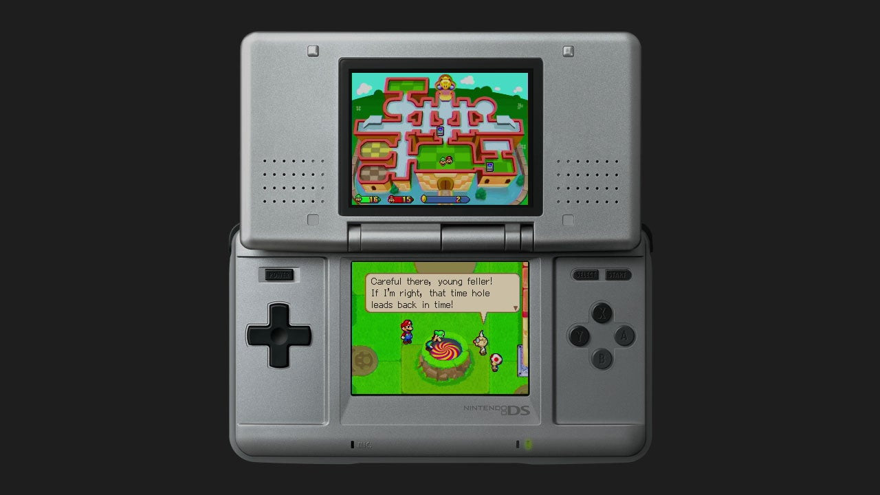 Mario and Luigi: Partners in Time being played on a Nintendo DS