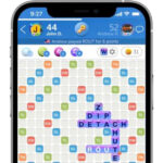 smartphone with Words With Friends game on the screen