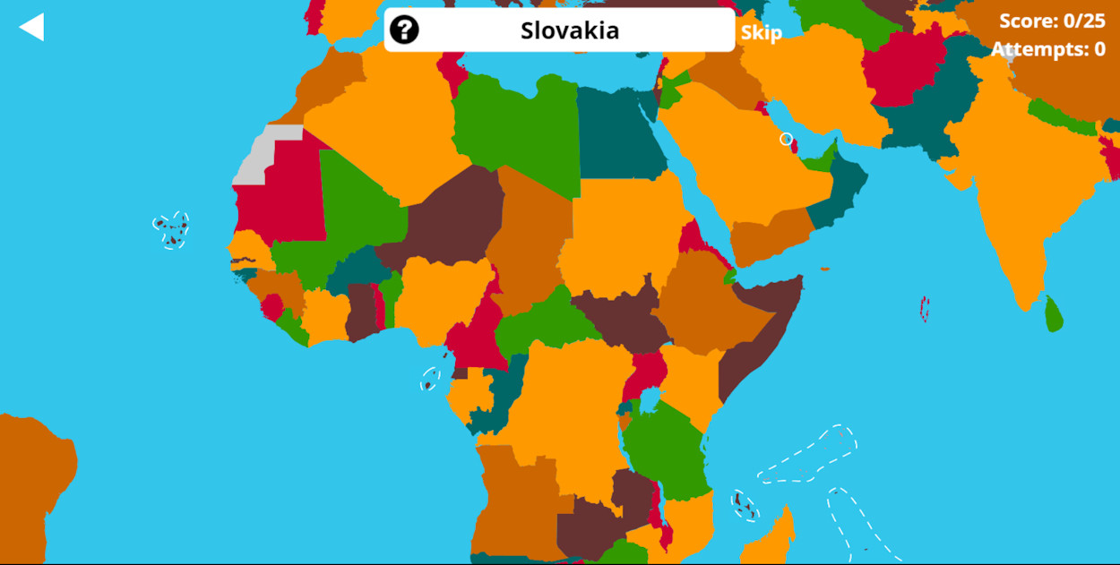 World Geography Games interface and gameplay