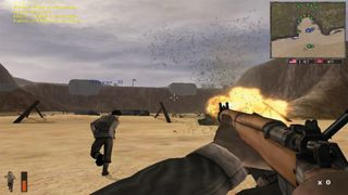 Battlefield 1942 screenshot which shows players running across no man