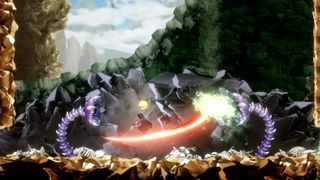 A screenshot of a player slashing a monster during the upcoming PS5 game, Shadow Labyrinth