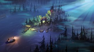 A ship leaving an island during The Flame in the Flood.