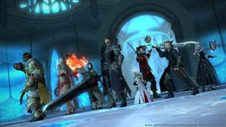 The cast readying for battle in Final Fantasy 14
