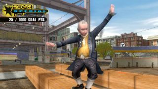 Benjamin Franklin doing a skating trick in the PS2 game Tony Hawk’s Underground