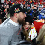 Taylor Swift and Travis Kelce celebrating