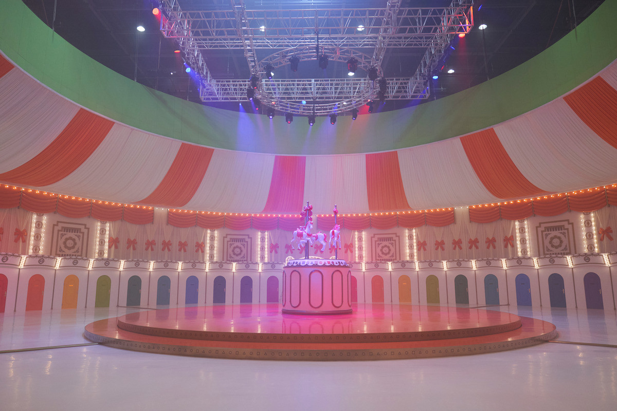 The carousel in Mingle features vibrant and unsettling color choices.