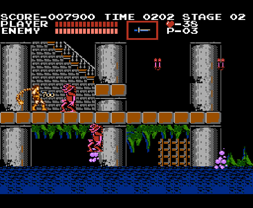 Initial stage of Akumajou Dracula emphasizing spot-on enemy placement to prepare the player.