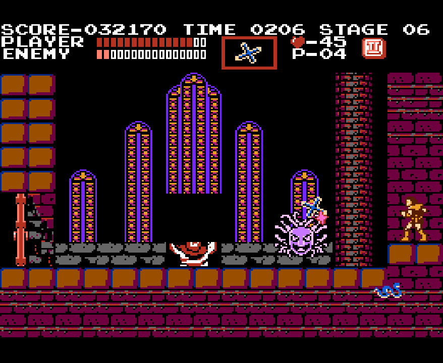 Image highlighting sub-weapons effectiveness against mummies in Akumajou Dracula.