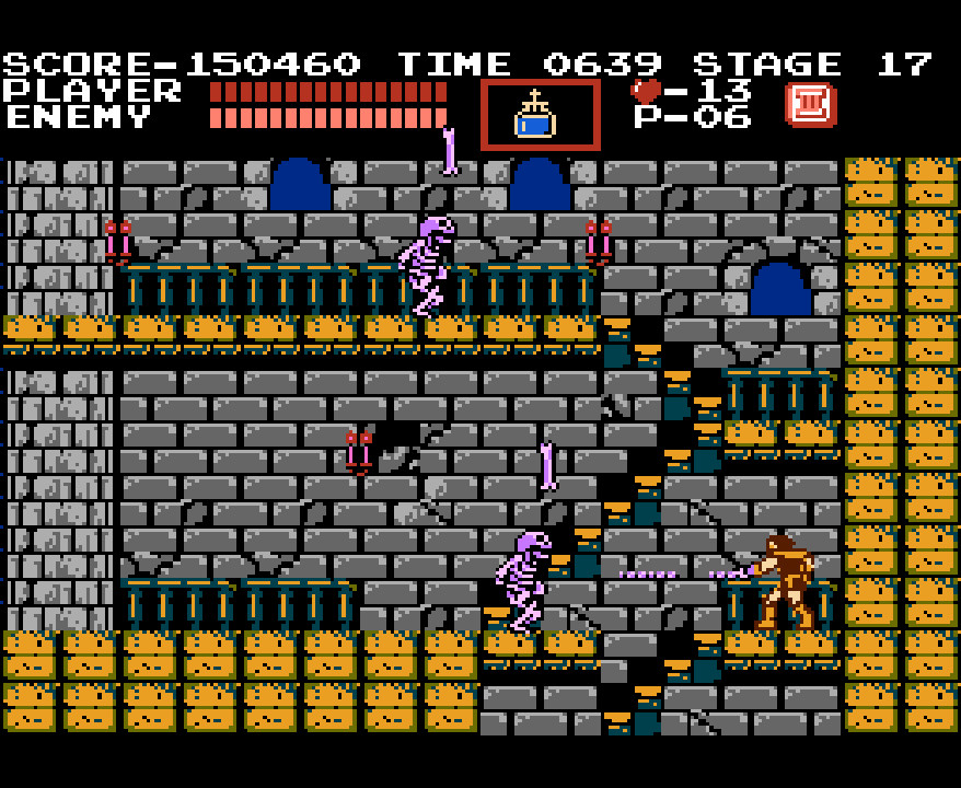 Image showing a pit between the player and the stairs in Akumajou Dracula.