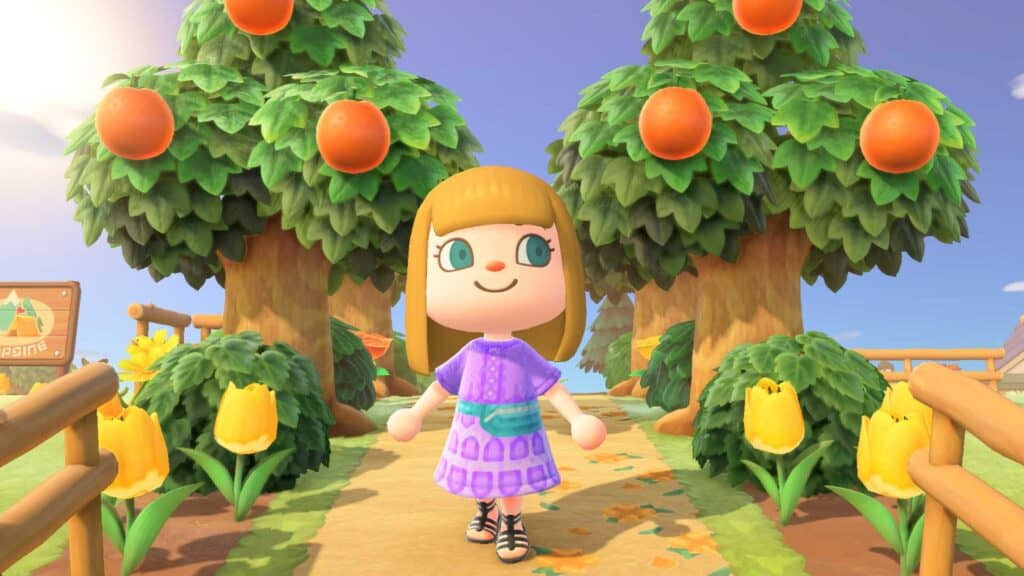 A bright village in Len's Island, featuring a wooden house, garden, and windmill.