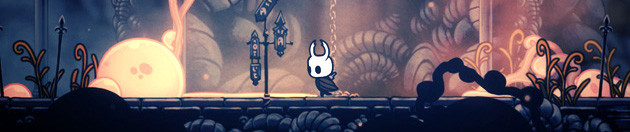 The Knight exploring a new area in Hollow Knight