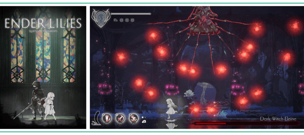 Ender Lilies: Quietus of the Knights features a gloomy aesthetic, somber soundtrack, and challenging bosses