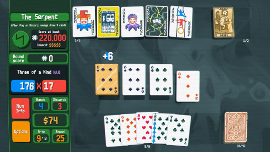Balatro gameplay featuring card combinations