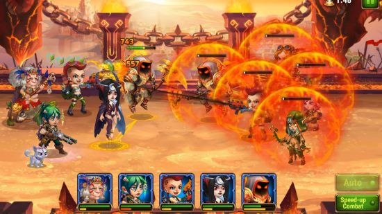 Heroes engaged in battle from Hero Wars