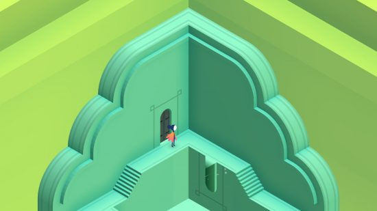 Character navigating the puzzle-filled world of Monument Valley