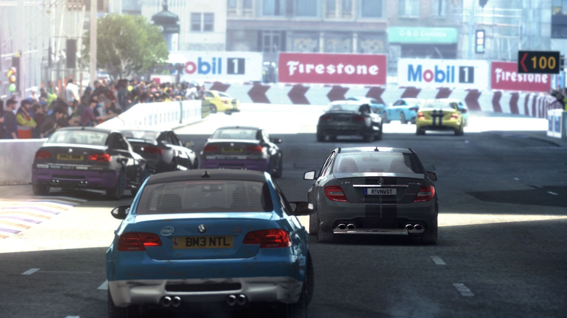 Best offline games: Grid Autosport. Image shows a car driving down the road.