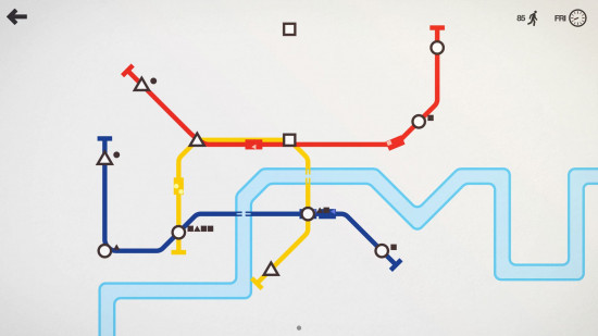Best offline games: Mini Metro. Image shows a map of a metro train system.