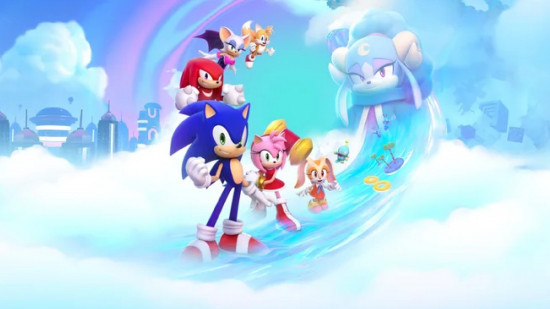 Sonic characters in the clouds for Sonic Dream Team