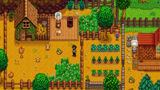 Best offline games: Stardew Valley. Image shows a screenshot from the game where somebody is walking around in a field.