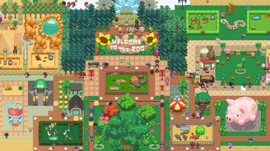 Overhead view of Let's Build a Zoo showcasing enclosures