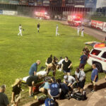 Injured child being airlifted to the hospital after the Maryland baseball game bounce house incident