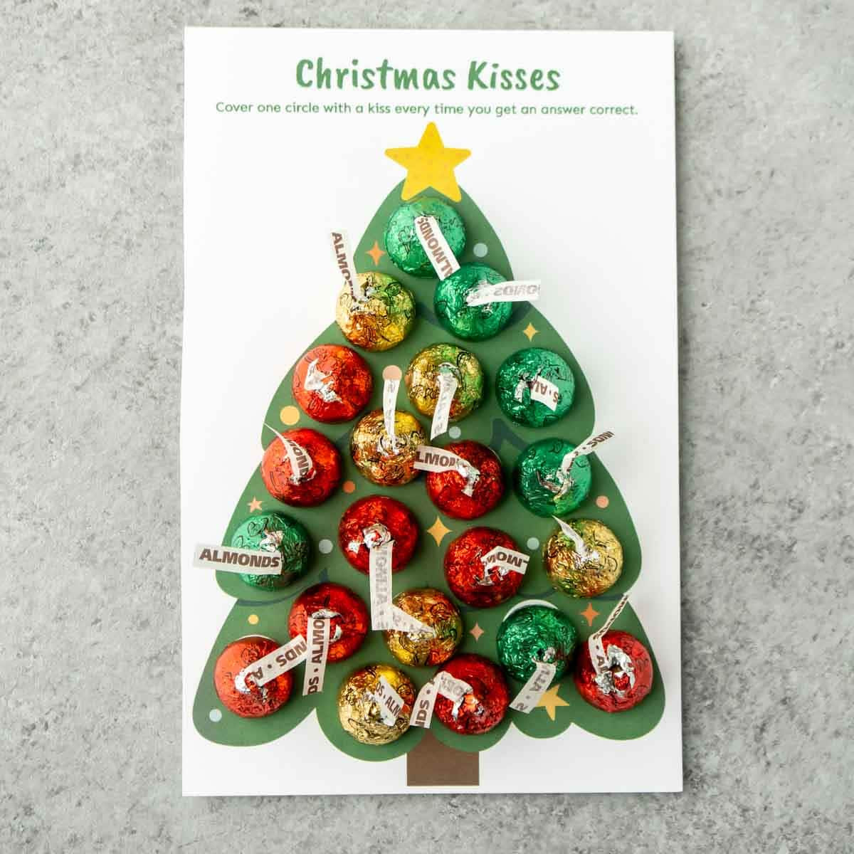 Christmas kisses Christmas trivia game with Hershey