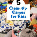 Child engaged in toy cleaning game