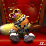 Conker ready to reload and engage in battle, showcasing the game's action-packed moments.