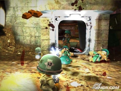 A humorous scene from Conker Live &amp; Reloaded, highlighting the game's adult humor and quirky characters.