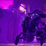 Dauntless game creature in a purple environment.