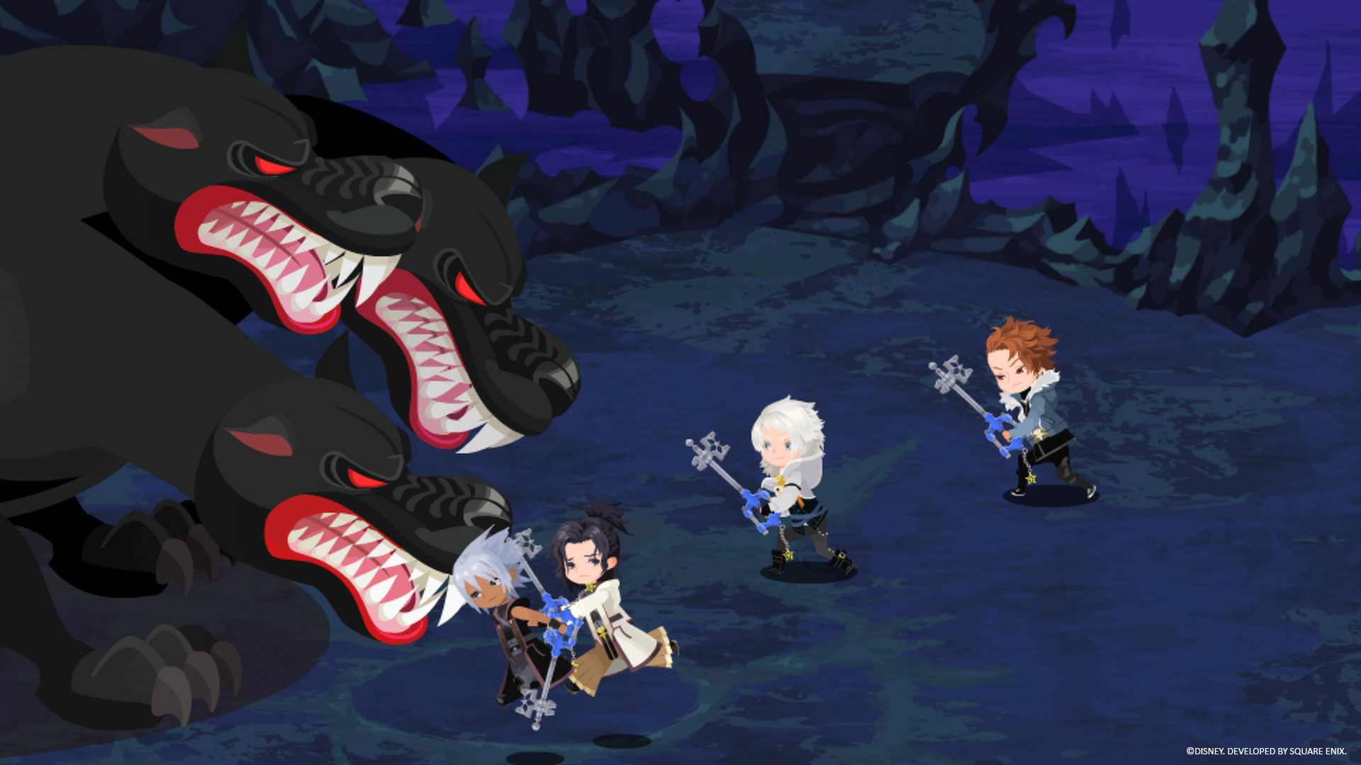 Kingdom Hearts Union X Opening Movie still showing keyblade wielders