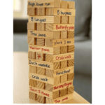 Drunk Jenga with custom challenges written on the blocks