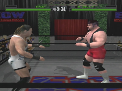 ECW Anarchy Rulz gameplay with wrestlers in the ring, showcasing the game's poor graphics and lack of atmosphere ecw