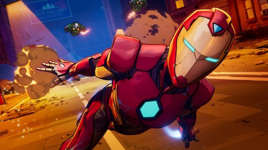 Marvel Snap. Image shows Iron Man flying away from an explosion