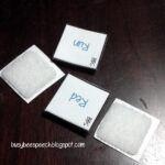 Articulation cards attached to ice blocks using velcro dots