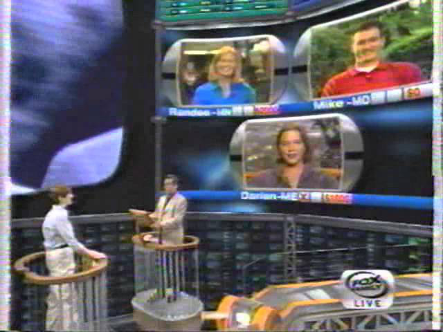 A contestant on the virtual set of Paranoia.