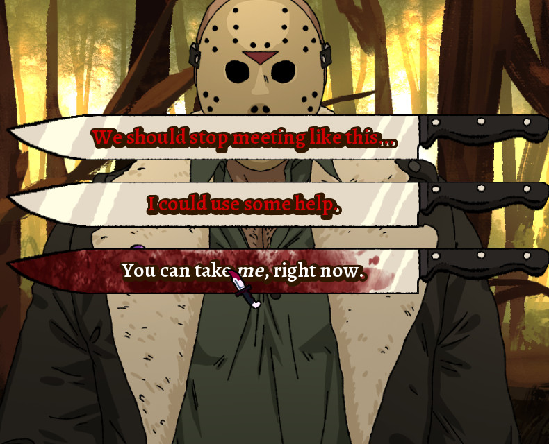 A slasher dating simulator menu