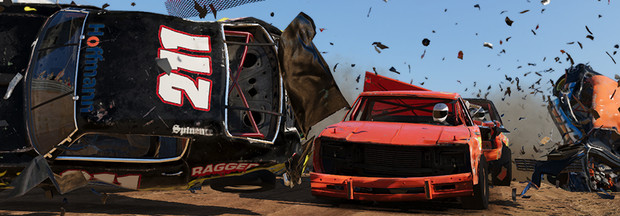 Wreckfest multiplayer action showcasing online demolition