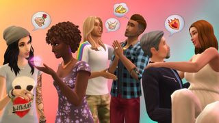 The Sims 4 screenshot of a group of sims.