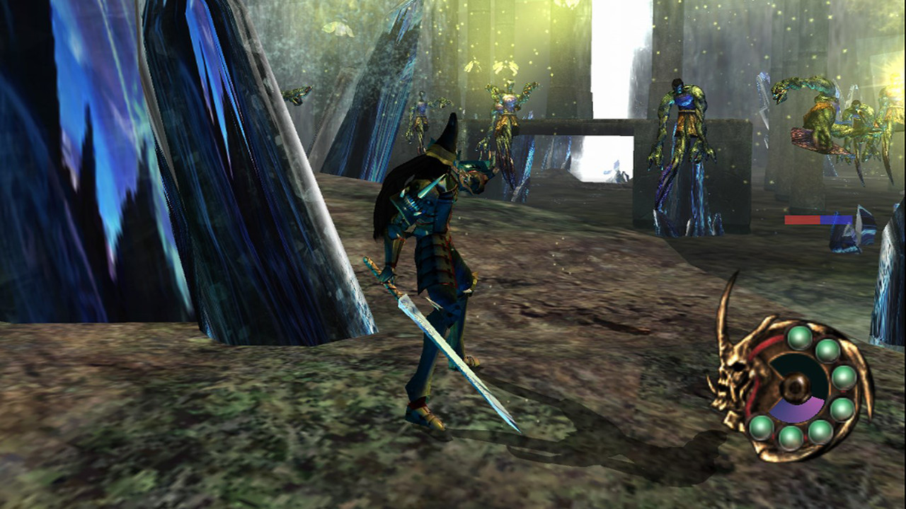Gameplay of Otogi: Myth of Demons showing intense combat in a mystical setting