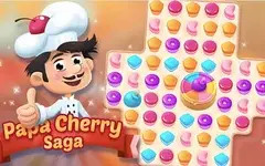 Papa Cherry Saga game with vibrant graphics and a focus on collecting sweets