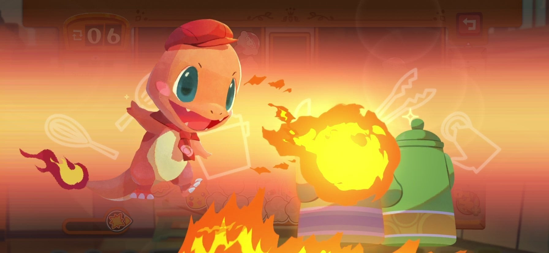 Screenshot from Pokemon Cafe ReMix showing the puzzle gameplay